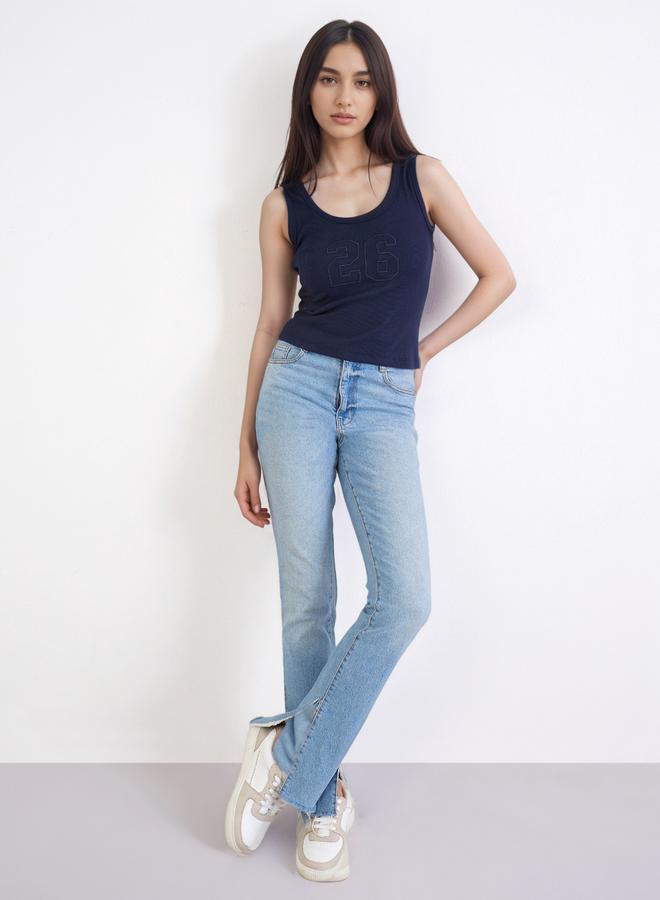 Styli Navy Fitted Embroidered Tank - Image 2